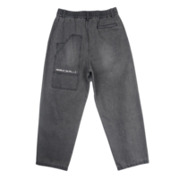 Jean à cordon de serrage pour homme, coupe ample et décontractée, en denim gris délavé, avec imprimé lettres et détails de couture, style streetwear urbain