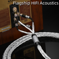 Kabel Speaker HIFI Dua Kawat dengan Konektor Serat Karbon Pengunci Otomatis, Kabel Audio Speaker Bi-Wiring Berlapis Perak HiFi OCC