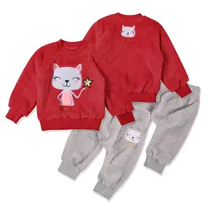 Winter 2pcs Children Clothes of Sleepwear Coral fleece Bear Children's Pajamas Set Children's Suit Baby Clothes Sets Body Suit