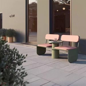 Panca Moderna Quadrata in Metallo per Esterni, Seduta da Giardino per Parchi e Centri Attività, Ideale per Ville - Product Image 2