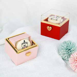 Rotating Reversible Square <strong>Ring</strong> Cake Box <strong>Pop</strong> up Gift Box with Candles Romantic Valentine's Day Fashionable - Product Image 1