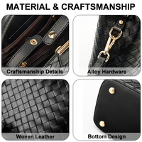 Sac seau tressé en cuir véritable, design moderne avec poignée supérieure souple, pour les trajets quotidiens, sac à main d'épaule pour femme, marque privée