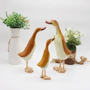 Nordic Animal Carving Set Of 3 Ducks Creative Home Wooden Ornament Pastoral Decoration Groceries Wooden Europe Wood Folk Art