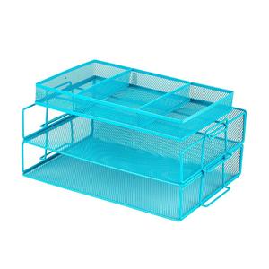 <span class=keywords><strong>Amazon</strong></span> Venta caliente 2-nivel de documento de Metal negro capa de malla bandeja apilable de archivo con sostenedor de la <span class=keywords><strong>pluma</strong></span> - Product Image 3