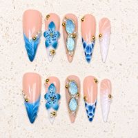 TSZS Faux Ongles Stiletto Longs de Luxe à Coller, Faits Main, Haute Qualité, Strass 3D, Réutilisables pour Manucure en Salon