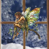 Pendentif en acrylique 2D imprimé UV et gravé au laser, style conte de fées et fantaisie, branche d'arbre, fée et elfe, pour rétroviseur de voiture et décoration intérieure