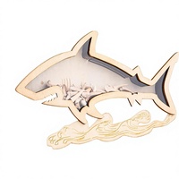 Support de présentation en bois pour dents de requin, artisanat en bois, boîte de rangement pour fossiles faite à la main, décoration sur le thème des requins de plage, cadeau pour collectionneurs