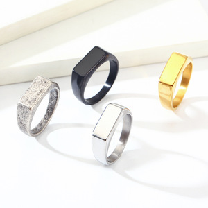 Minimalist Geometric Titanium Steel <b>Ring</b> Unisex Smooth Finish Street Style Jewelry - Product Image 1