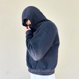 Custom Waffle Texture Knit Vintage Sun Faded Hoodie for <b>Men</b> <b>Jackets</b> <b>Pullover</b> Zip up Waffle Hoodies for <b>Men</b> - Product Image 5
