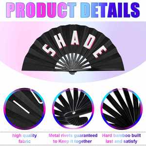 Abanico de mano grande de bambú con impresión personalizada 2026, plegable, para fiestas, con diseño icónico, tipo Shade Bye, estilo chino - Product Image 3
