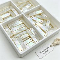 Boutons en nacre blanche à 2 trous, longs et en forme de bande, boutons en coquille naturelle polie pour vêtements de mode