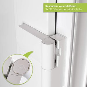 Kuporta Mira Design moderno in alluminio bianco plastica porta anteriore 100X210 cm DIN destro manico per interni appartamento - Product Image 3