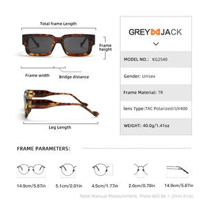 Lunettes de soleil carrées Kg2540 pour femmes, monture en métal, verres polarisés TAC UV400, couleur écaille, style haut de gamme tendance - Product Image 3