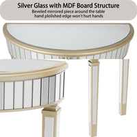 Table basse extra longue avec miroir en verre argenté demi-lune Table d'appoint de canapé assortie