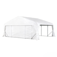 Abri pliant à double abri d'auto robuste Auvent de garage portable en acier étanche Design moderne simple Abri de stationnement de voiture en plein air