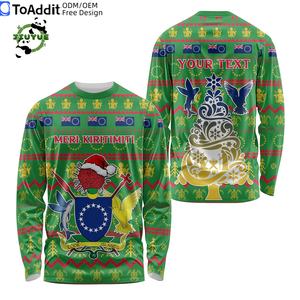 Poliéster de alta calidad personalizado <span class=keywords><strong>playa</strong></span> Navidad Islas Cook camiseta hombres mujeres vacaciones tropicales Casual Streetwear Slim Fit Top - Product Image 3