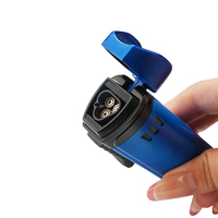 Nouveau Briquet à Triple Flamme pour Cigares en Alliage de Zinc, Rechargeable au Butane avec Réservoir de Gaz Visible et Support pour Cigares