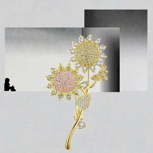 Broche Elegante y Lindo con Diseño de Flor Coreana Giratoria, Chapado en Rodio y con Circonitas Cúbicas, para Mujer, Regalo para Bodas y Fiestas - Product Image 3