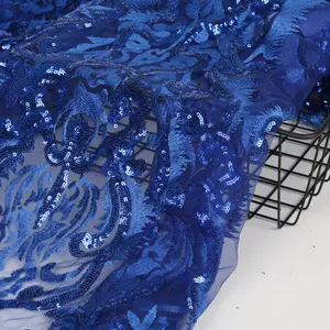 China Pailletten Party Kleid Stoff, billige 3D Blume Abendkleider Stoff/