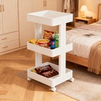 Chariot de rangement mobile en plastique pour la maison, étagère à snacks et épices, roulettes mobiles, design à trois niveaux, capacité de 6 à 10 L pour la cuisine et le salon