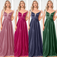 Robe de soirée rouge scintillante personnalisée, sans manches, col en V profond, coupe trapèze, longue, pour banquet, demoiselle d'honneur, invitée de mariage, vente en gros
