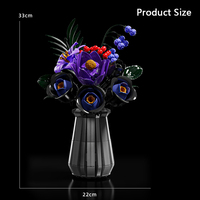13038 Bloques Creativos Románticos, Modelo de Flor Morada Oscura, Piezas Pequeñas para Armar, Juego de Bloques de Construcción de Escritorio, Juguete para Niñas, Regalo