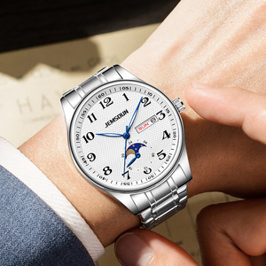 Montre pour homme en acier inoxydable, série Master Craftsman, phase de lune à quatre aiguilles, cadran à aiguilles, mouvement à quartz résistant à l'eau 30M - Product Image 3
