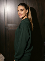 Sweat-shirt contemporain ample à col montant pour femmes et adolescentes 2026 – Coupe courte oversize à manches longues – Tendance hiver