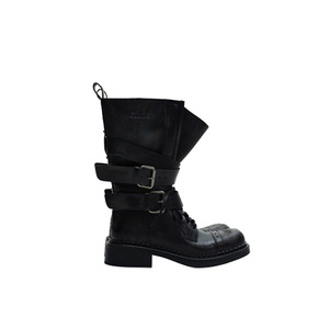 Bottes mi-mollet en cuir pour femme, style western, à boucle vintage, talon moyen, semelle épaisse, automne-hiver - Product Image 6