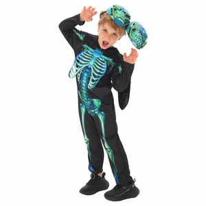 Disfraz de calavera de doble cabeza para Halloween, traje de poliéster estampado para niños, para cosplay, actuaciones en escenario, fiestas y juegos de rol - Product Image 4