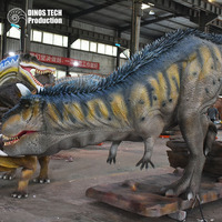 Tatil Köyleri veya Çocuklar İçin Gerçekçi Dinozor Robotu Olarak Kullanılabilen Büyük Animatronik Karnotaurus Modeli