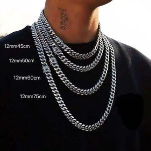 สร้อยคอแบบ Cuban Link ชุบทอง 18K PVD สำหรับขายส่ง |   สร้อยคิวบาสแตนเลสหนาสไตล์ไมอามีสำหรับผู้ชาย - Product Image 2
