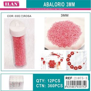 ILAN Abalorio Perline rosa da 3 mm per la creazione di gioielli, confezione da 12 pezzi - Product Image 1