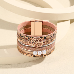 Wholesale Copper Tube Magnetic Buckle Multilayer Life Tree <b>Leather</b> <b>Bracelet</b> Jewelry for Women - Product Image 6