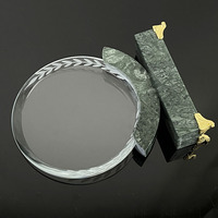 Plaque de récompenses de trophée de cristal rond personnalisé avec MH-N35 de base en marbre vert