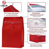 Sachet de café mat personnalisé de haute qualité avec logo, résistant à l'humidité, à fond plat, scellé sur huit côtés, portable, pour café, aliments pour animaux, gelée