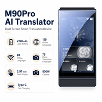 Dispositif d'interprétation IA Mini M90Pro 159 langues Double écran Verre trempé Portable Enregistrement vocal et photo Hors ligne et en ligne