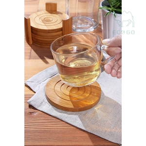 Juego de Posavasos y Salvamanteles Redondos de Bambú Ecológicos y Modernos para Vasos, Protección de Mesa en Cualquier Superficie - Product Image 4