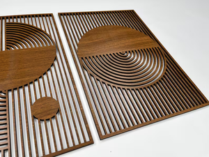 202506 3 Conjunto de paneles de pared de madera geométricos arte de pared de madera <span class=keywords><strong>estilo</strong></span> <span class=keywords><strong>Bauhaus</strong></span> arte de pared de madera abstracto decoración moderna grande de mediados de siglo - Product Image 3