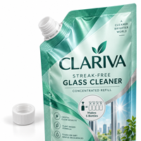 Sachet refermable imprimé sur mesure de 500 ml pour nettoyant vitres sans traces, recharge concentrée, avec fenêtre et fermeture éclair
