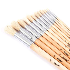 Juego de 12 pinceles de pelo de cerdo blanco con mango largo para líneas finas, detalles delicados y técnicas de trazo controlado - Product Image 3