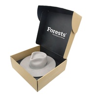 Boîte en carton ondulé brun avec logo personnalisé, boîte en papier kraft pour grands chapeaux Fedora en feutre de laine blanche de 60 cm