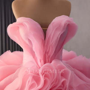 251106 Robe de Quinceañera Princesse Sweetheart à Volants, Coupe Empire, Broderie de Cristaux Naturels, Dentelle et Perles, Traîne Chapelle, Longueur Ras du Sol, pour Soirée - Product Image 5