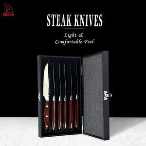 Fábrica de cuchillos Cuchillos de carne personalizados Juego de cuchillos de carne con mango de madera Pakka rojo Cubiertos de cena con caja de regalo exquisita de madera - Product Image 3