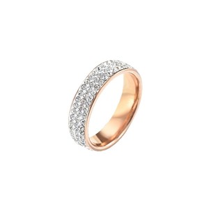 <b>Titanium</b> Steel <b>Ring</b> With Diamond Pave Setting For Wedding Unisex Fashion Jewelry - Product Image 5