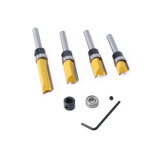 Carbide Tipped Router Bits 1/4 In Shank Straight Cut Woodworking Tools With Blue And Yellow Bearings For Precision Routing - Product Image 2