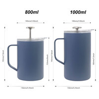 1000ML Vacuüm Geïsoleerde RVS French Press Koffiezetapparaat met Tuitfilter INFUSER Kan voor Koffie & Dranken
