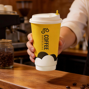 Vaso de Papel Ecológico con Logotipo Personalizado, 16oz 20oz 22oz, Vaso de Café Kraft de Doble Pared, Desechable, de Grado Alimenticio, Biodegradable, 90mm de Diámetro - Product Image 2