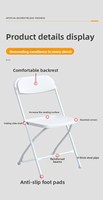 Chaise de salle à manger pliante en métal, durable, multifonctionnelle, avec dossier, design moderne, pour la maison et le bureau, vente en gros