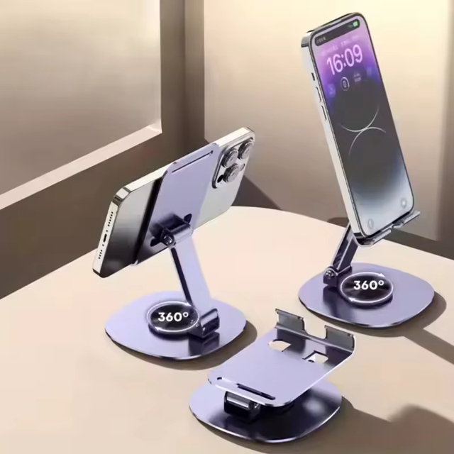 X619-1 360 Degree Rotating Portable Phone Holder and Tablet Stand Angle Adjustable Cell Phone Stand Foldable Desk Stand